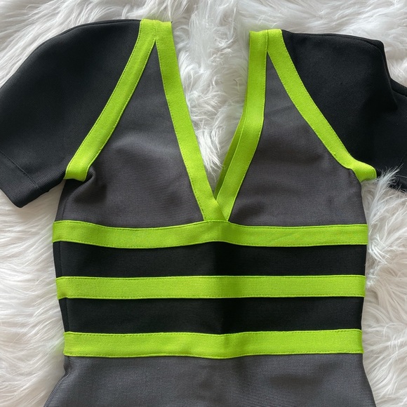 Celeb Boutique Bandage Dress- neon & grey! - Picture 4 of 7